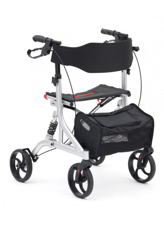 4 Wheeled Silver Rollator With Suspension